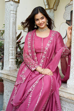 Thumbnail for Pramukh Fab Pink Color Star Georgette Gown