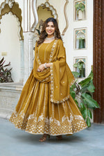Thumbnail for Pramukh Fab Mustard Color Star Georgette Gown
