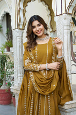 Thumbnail for Pramukh Fab Mustard Color Star Georgette Gown
