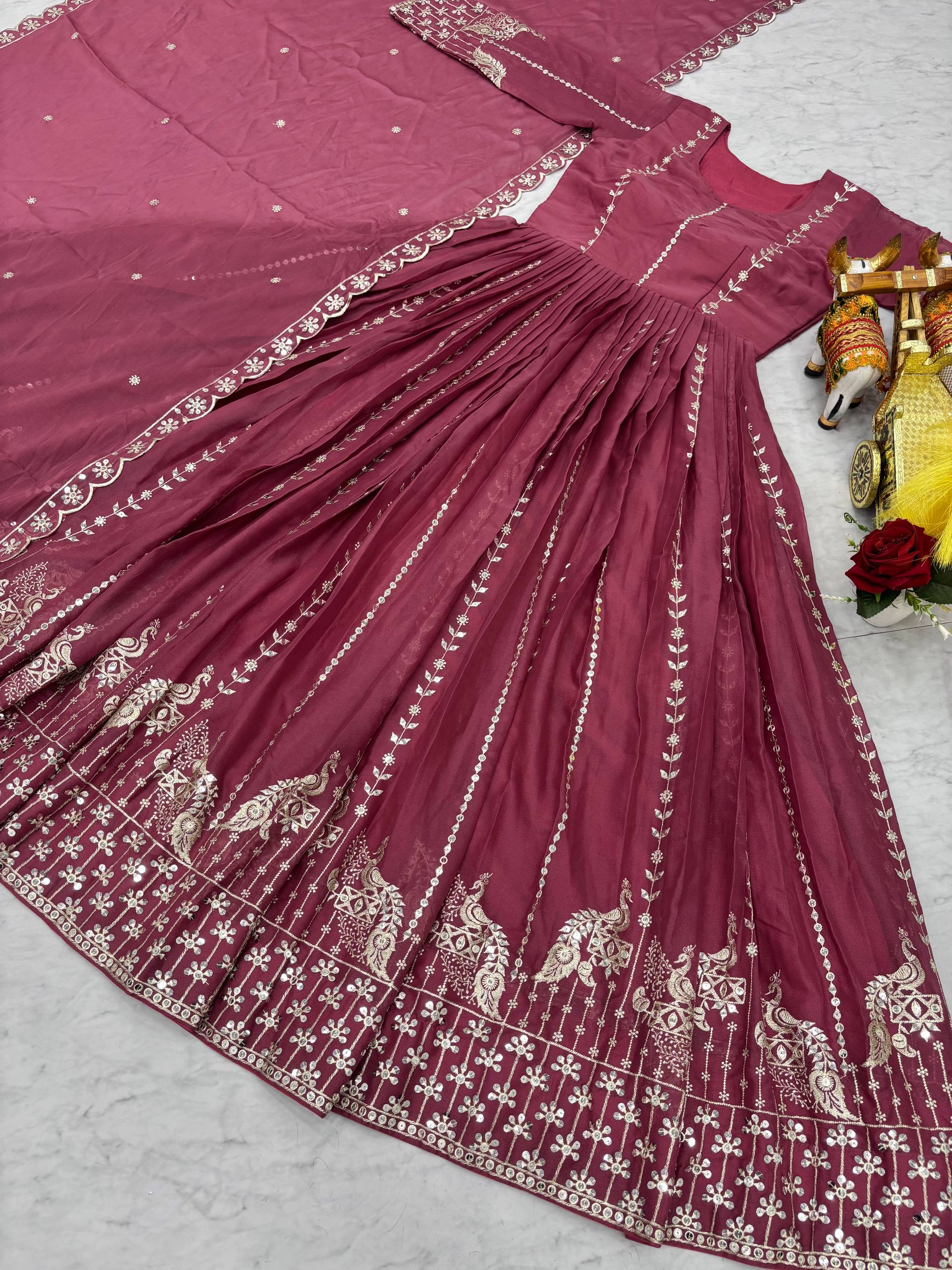 Pramukh Fab Pink Color Star Georgette Gown