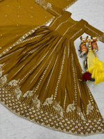 Thumbnail for Pramukh Fab Mustard Color Star Georgette Gown