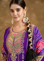 Thumbnail for Pramukh Fab Purple Color Chinon Silk Kurta Set
