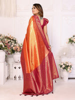 Thumbnail for Anaita Orange Tissue Silk With Butti Weaving Saree With Blouse - Distacart