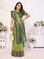 Thumbnail for Anaita Light Green Tissue Silk With Butti Weaving Saree With Blouse - Distacart