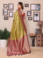 Thumbnail for Anaita Green Tissue Silk With Jaal Weaving Saree With Blouse - Distacart