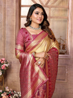 Thumbnail for Anaita Cream Tissue Silk With Weaving Saree With Blouse - Distacart