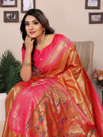 Thumbnail for Anaita Orange Tissue Silk With Weaving Saree With Blouse - Distacart