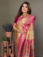 Thumbnail for Anaita Dark Golden Tissue Silk With Weaving Saree With Blouse - Distacart
