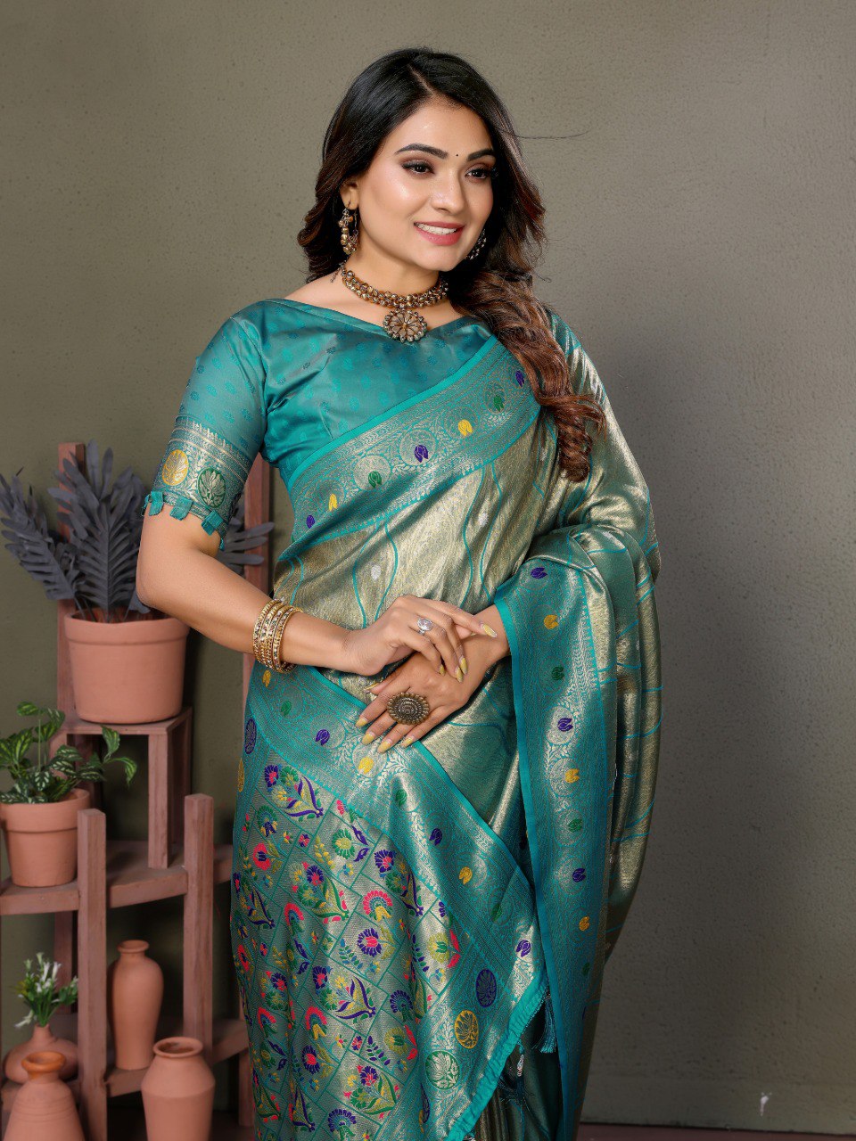 Anaita Light Green Tissue Silk With Weaving Saree With Blouse - Distacart