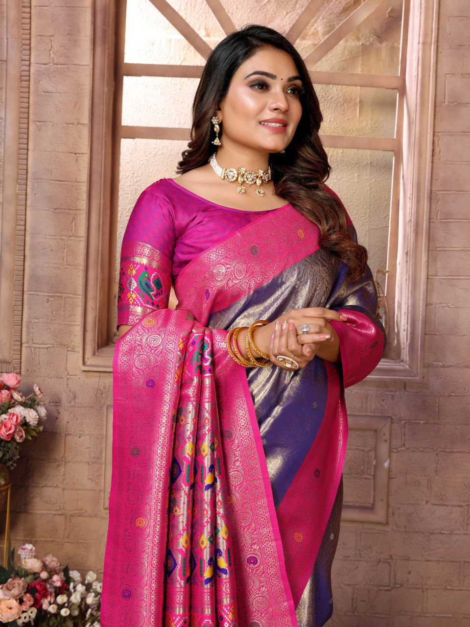 Anaita Lavender Tissue Silk With Weaving Saree With Blouse - Distacart