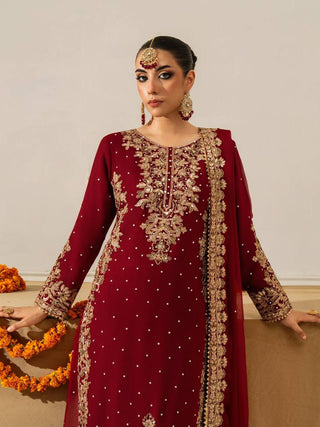 Pramukh Fab Maroon Color Georgette Kurta Palazzo Set