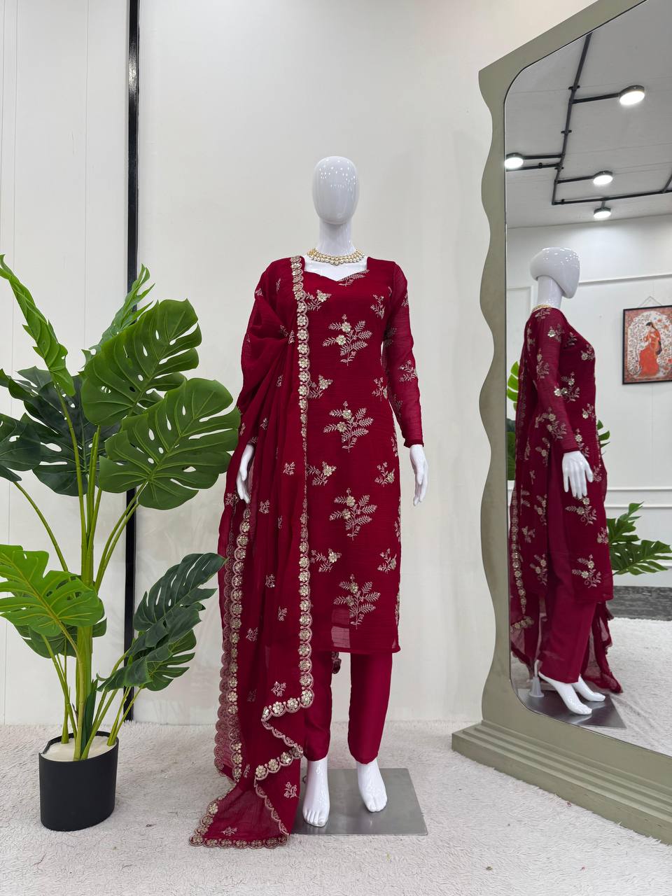 Pramukh Fab Maroon Color Crunchy Silk Kurta Set - Distacart