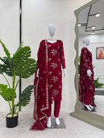 Thumbnail for Pramukh Fab Maroon Color Crunchy Silk Kurta Set - Distacart