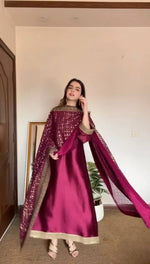 Thumbnail for Pramukh Fab Dark Pink Color Monsoon Silk Kurta Set - Distacart