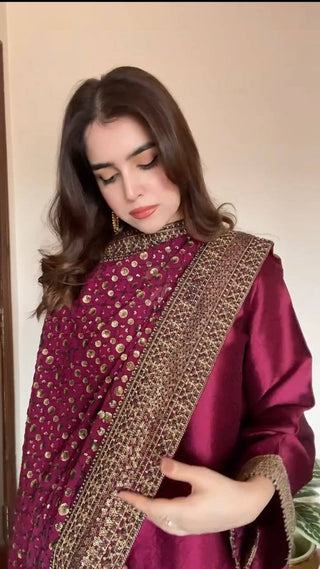 Pramukh Fab Dark Pink Color Monsoon Silk Kurta Set - Distacart