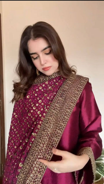 Pramukh Fab Dark Pink Color Monsoon Silk Kurta Set - Distacart