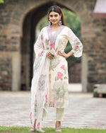 Thumbnail for Lorenvalley Black Georgette Printed with Embroidery Work Kurta Set - Distacart