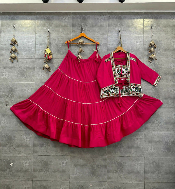 Preksha Creation Rayon Cotton Fabric Women Lehenga Choli - Red - Distacart