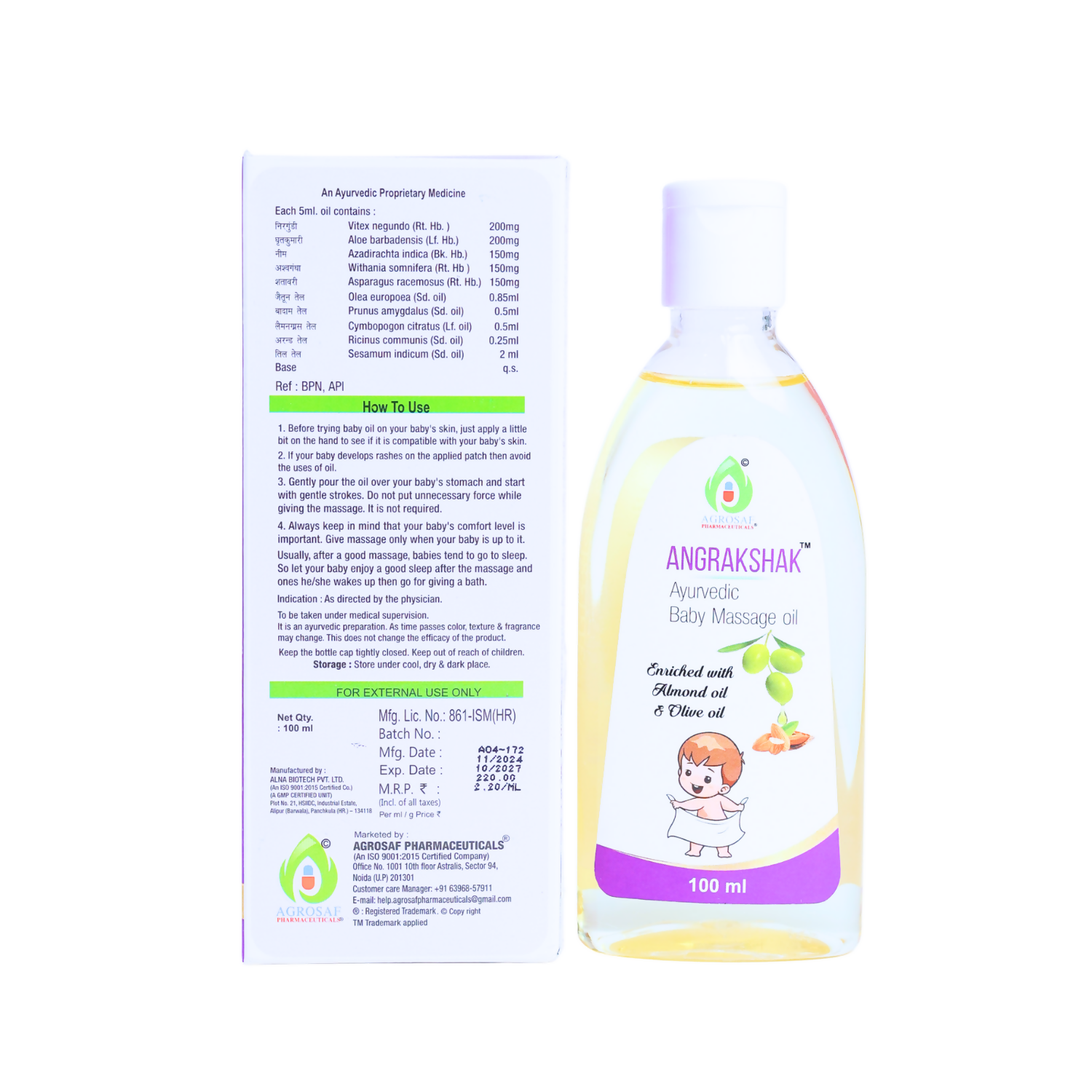 Agrosaf Ang Rakshak Baby Massage Oil - Dista