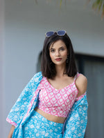 Thumbnail for Yufta Pink & Blue Co Ord Set Add Jacket