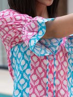 Thumbnail for Yufta Pink & Sky Blue Colour Blocking Co Ord Set