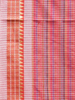 Thumbnail for Pink Bamboo Cotton Plain Saree with Checks Design No Blouse - Global Threads - Distacart