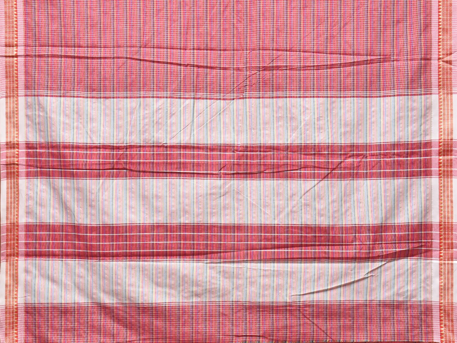 Pink Bamboo Cotton Plain Saree with Checks Design No Blouse - Global Threads - Distacart