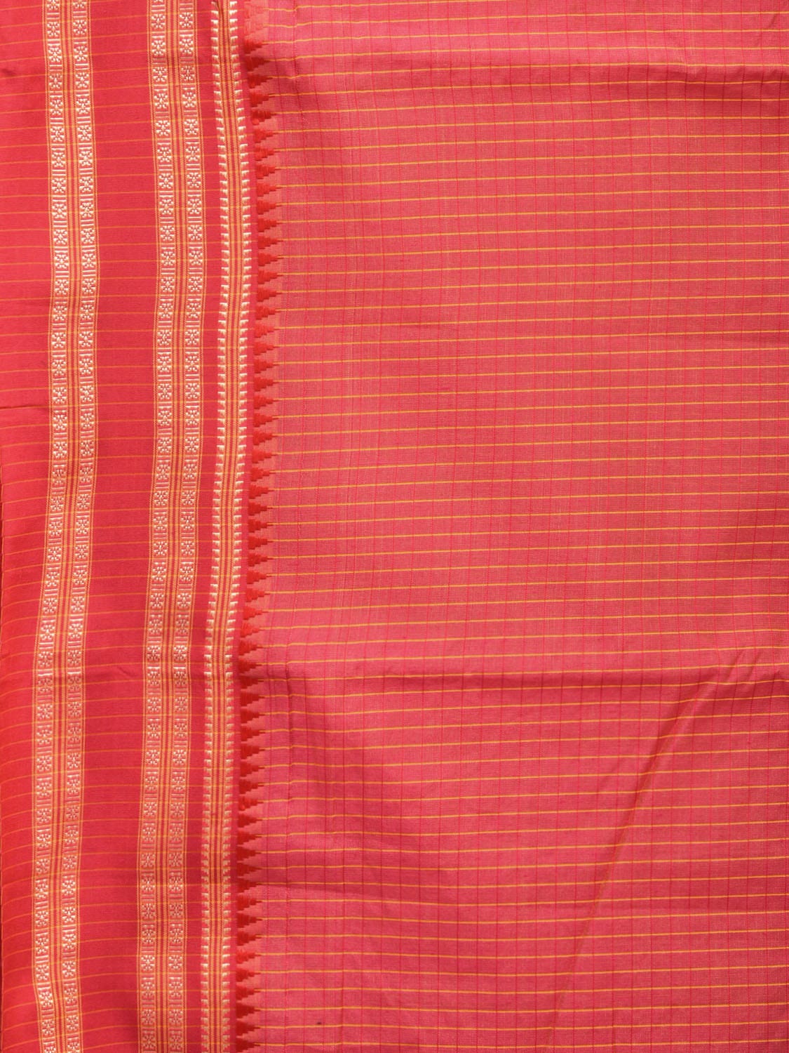 Pink Bamboo Cotton Saree with Checks Design No Blouse - Global Threads - Distacart