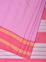 Thumbnail for Pink Bamboo Cotton Saree with Small Checks Design No Blouse - Global Threads - Distacart