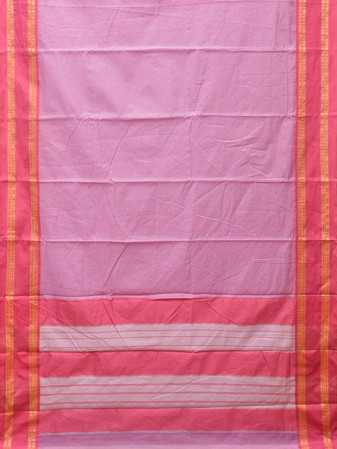 Pink Bamboo Cotton Saree with Small Checks Design No Blouse - Global Threads - Distacart