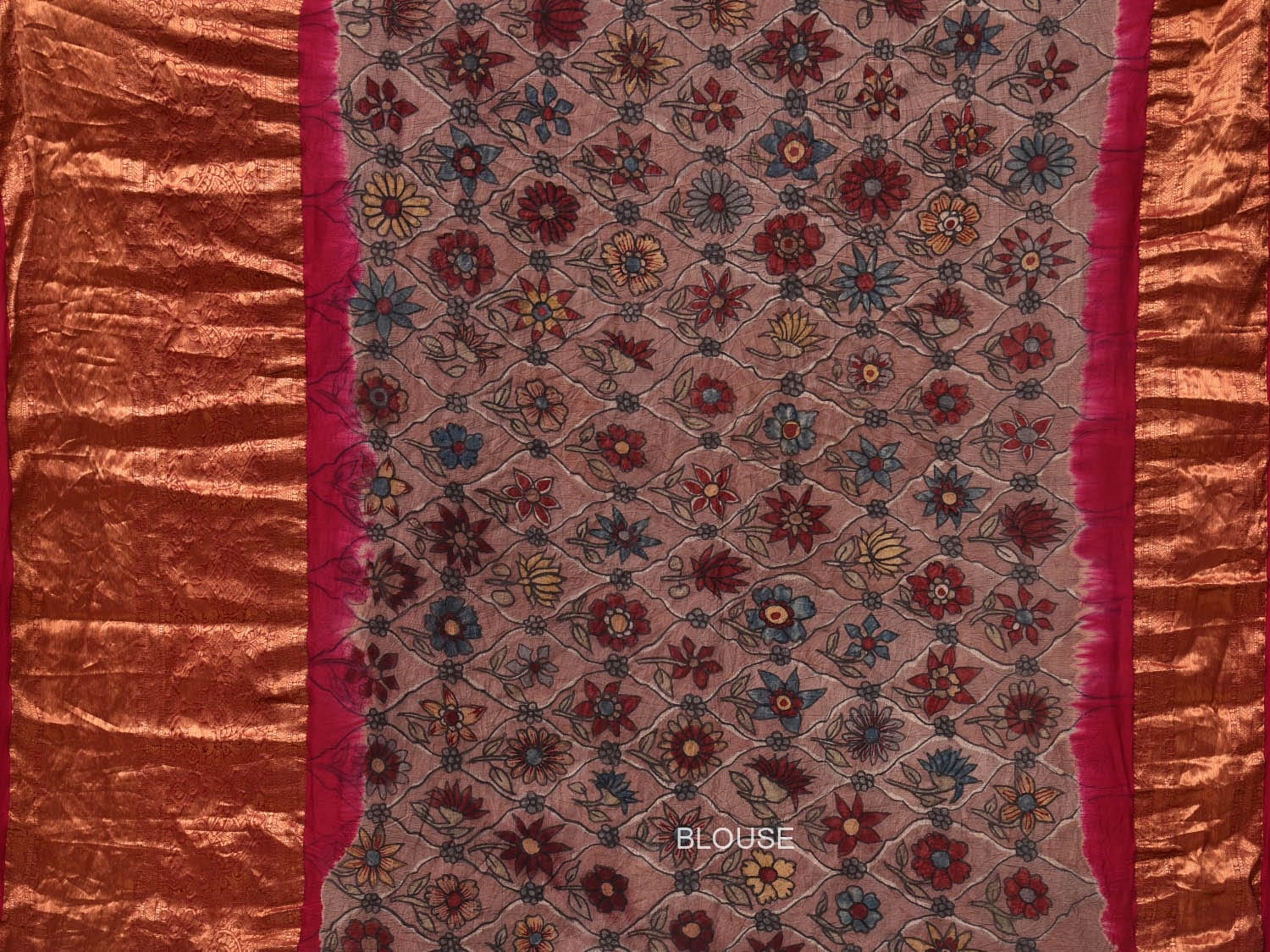 Pink Bandhani Kanchipuram Silk Handloom Saree with Kalamkari Pallu and Blouse Design - Global Threads - Distacart