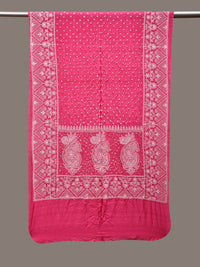 Thumbnail for Pink Bandhani Silk Stole with Embroidary Work Design - Global Threads - Distacart