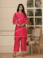 Thumbnail for Yufta Pink Chanderi Silk Tie Dye Co-Ord Set
