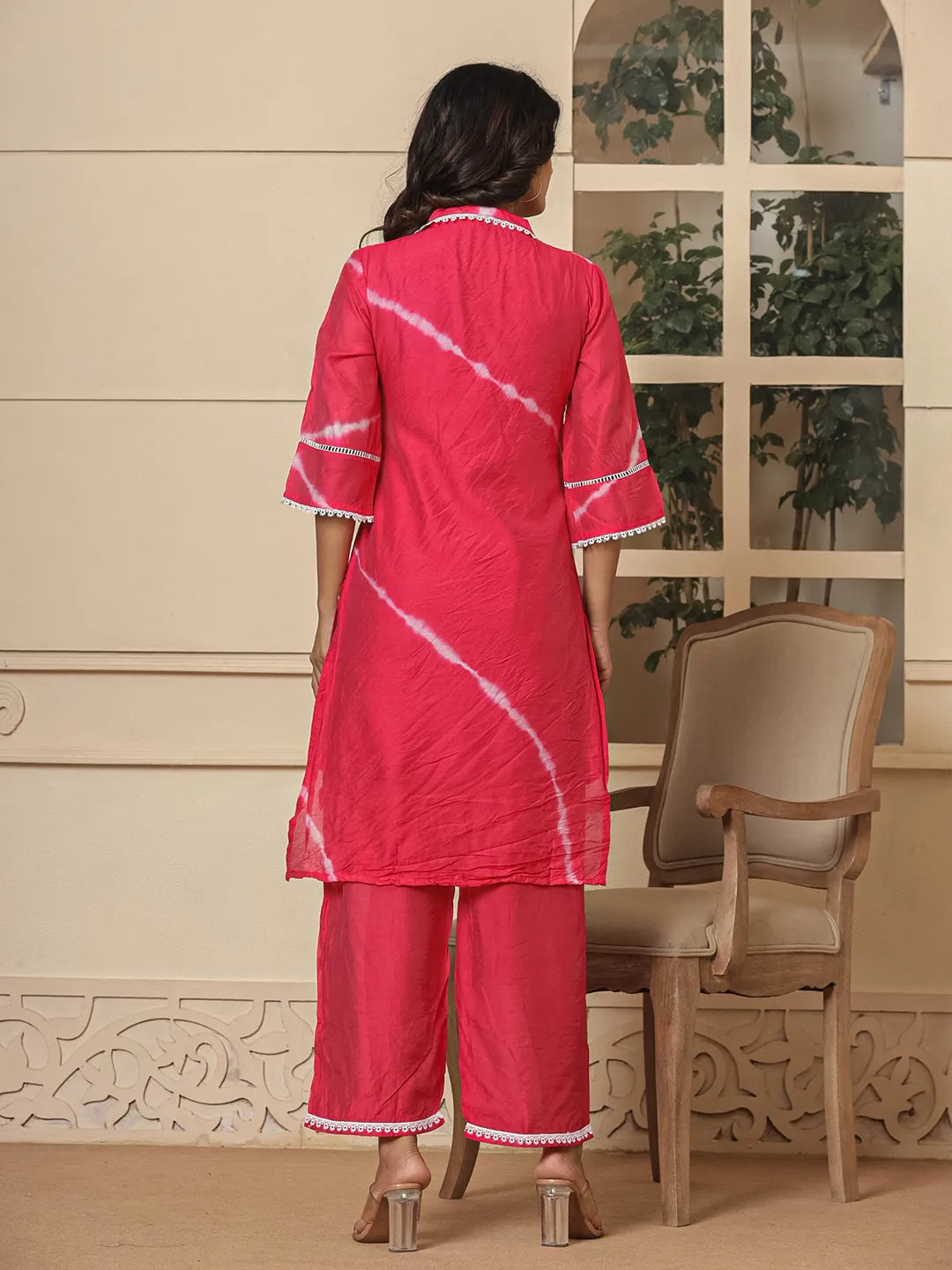 Yufta Pink Chanderi Silk Tie Dye Co-Ord Set