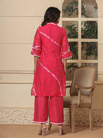 Thumbnail for Yufta Pink Chanderi Silk Tie Dye Co-Ord Set