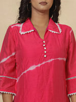 Thumbnail for Yufta Pink Chanderi Silk Tie Dye Co-Ord Set