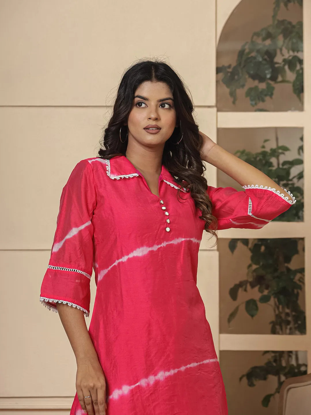 Yufta Pink Chanderi Silk Tie Dye Co-Ord Set
