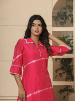 Thumbnail for Yufta Pink Chanderi Silk Tie Dye Co-Ord Set