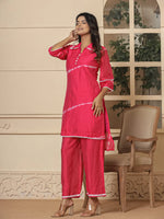 Thumbnail for Yufta Pink Chanderi Silk Tie Dye Co-Ord Set