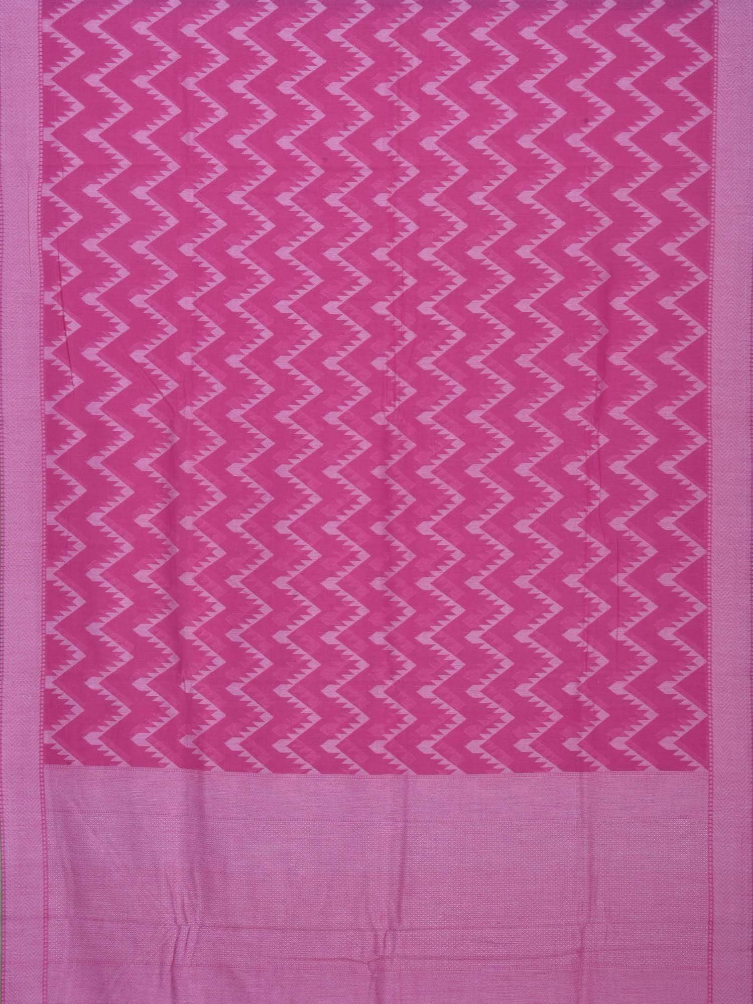Pink Cotton Cut Work Handloom Saree with Zig-Zag Design - Global Threads - Distacart