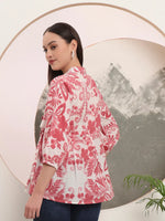 Thumbnail for Yufta Pink Cotton Peplum Top