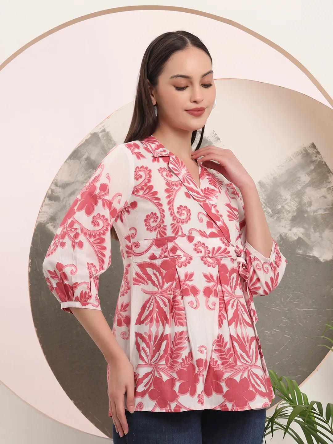 Yufta Pink Cotton Peplum Top