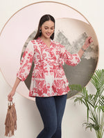 Thumbnail for Yufta Pink Cotton Peplum Top