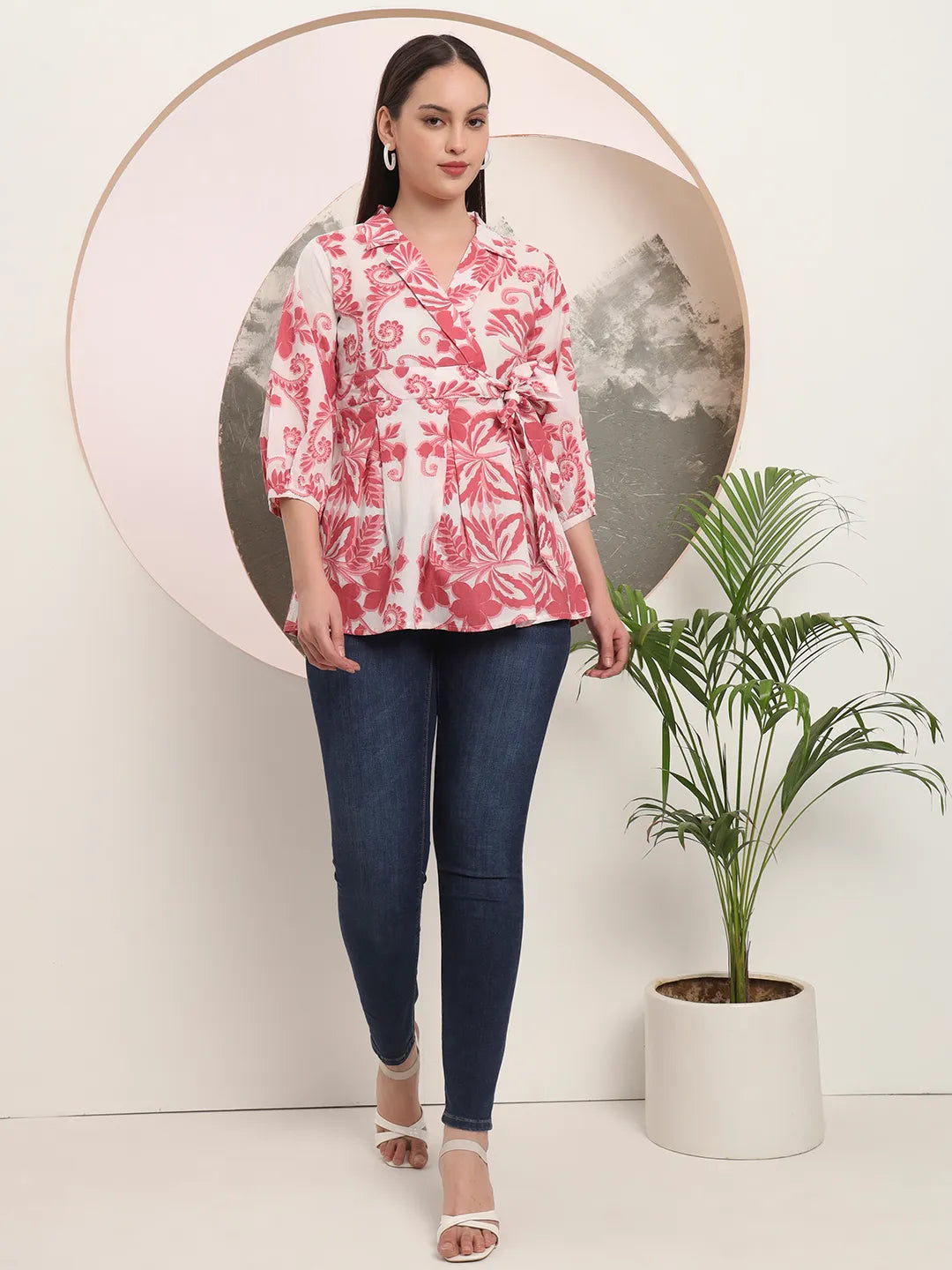 Yufta Pink Cotton Peplum Top