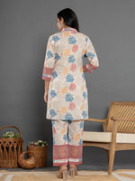 Thumbnail for Yufta Pink Cotton Schiffli Co-Ord Set With Lace Detailing