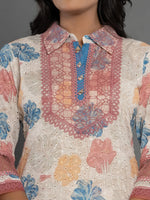 Thumbnail for Yufta Pink Cotton Schiffli Co-Ord Set With Lace Detailing