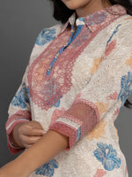 Thumbnail for Yufta Pink Cotton Schiffli Co-Ord Set With Lace Detailing