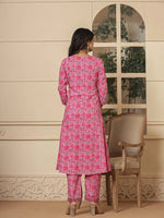 Thumbnail for Yufta Pink Cotton Sequins_Work Kurta Dupatta Set