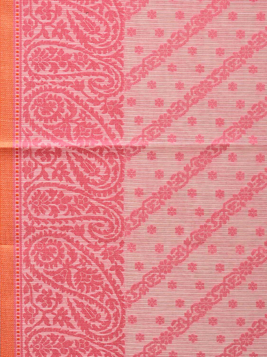 Pink Cut Work Sico Cotton Saree with Diagonal and Mango Border Design - Global Threads - Distacart