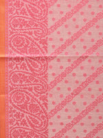 Thumbnail for Pink Cut Work Sico Cotton Saree with Diagonal and Mango Border Design - Global Threads - Distacart